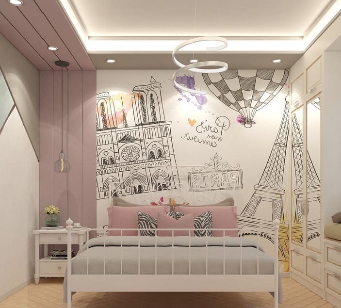 vẽ tranh tường phòng ngủ