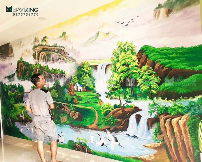 128 Mẫu vẽ tranh tường 3D đẹp  Kèm báo năm 2020 tại Hà Nội